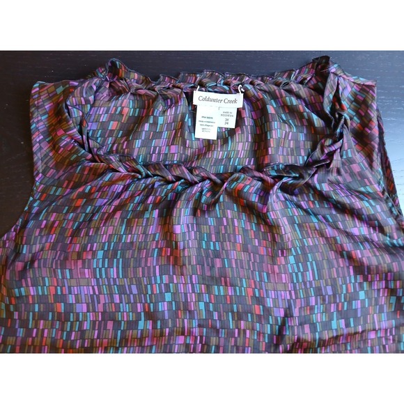 Coldwater Creek XXL Sleeveless Braided Neckline Blouse Top Shirt Women's #524C - Picture 3 of 7